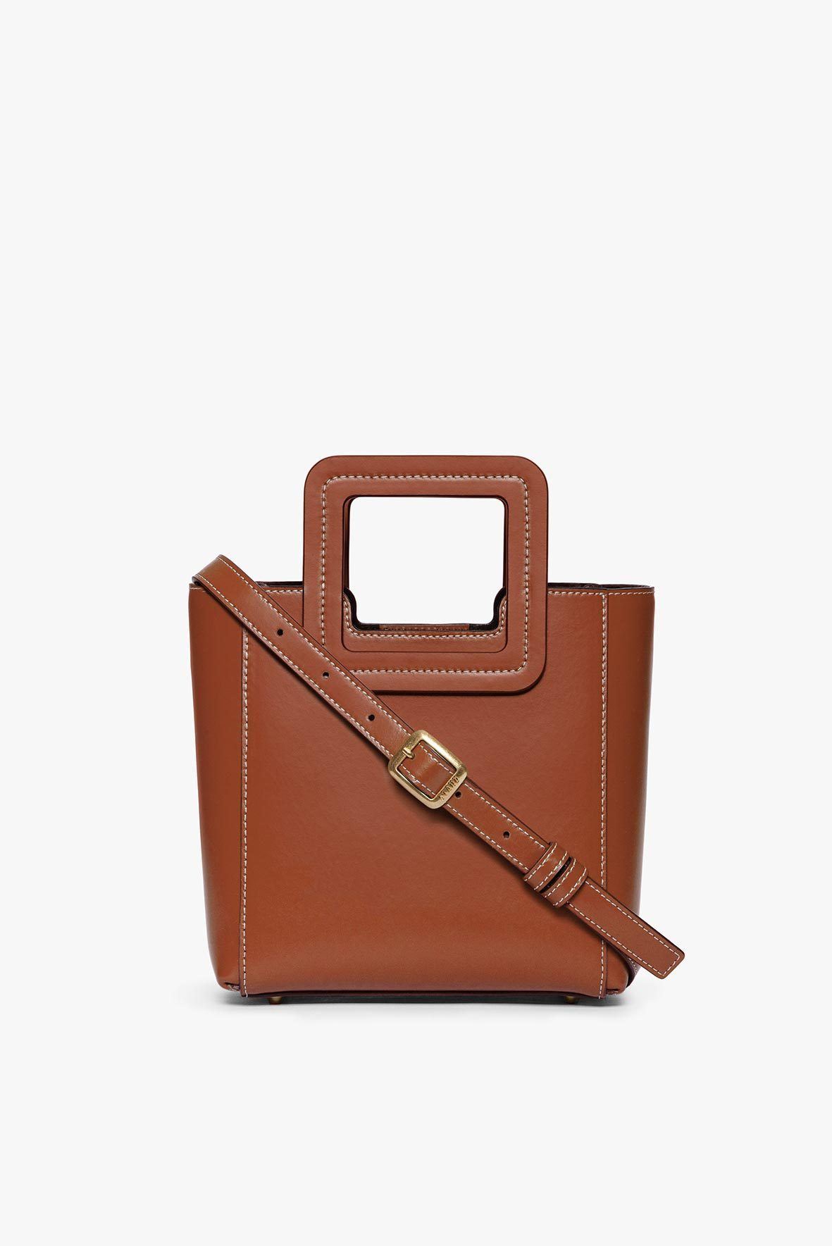 MINI SHIRLEY LEATHER BAG SADDLE