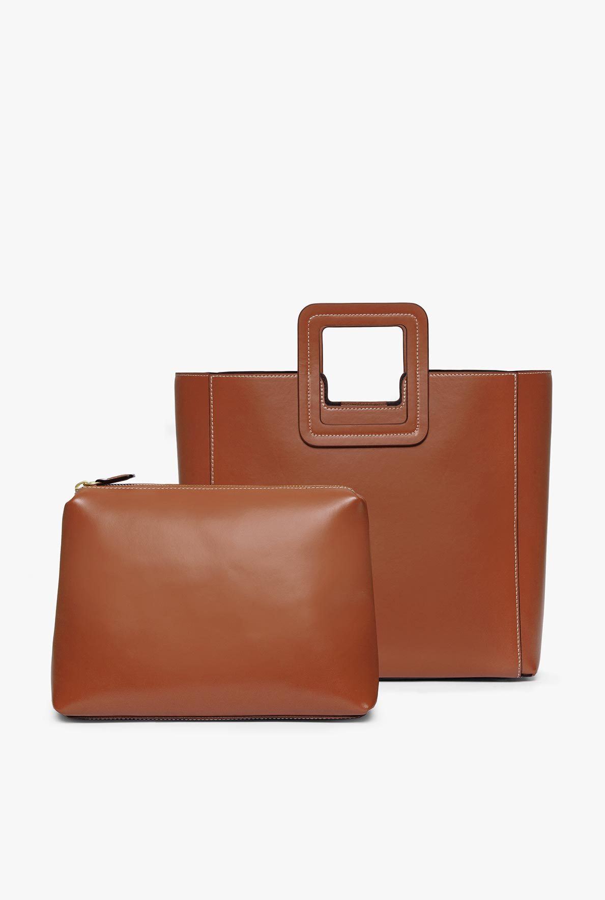 SHIRLEY LEATHER BAG SADDLE – STAUD - Main Image