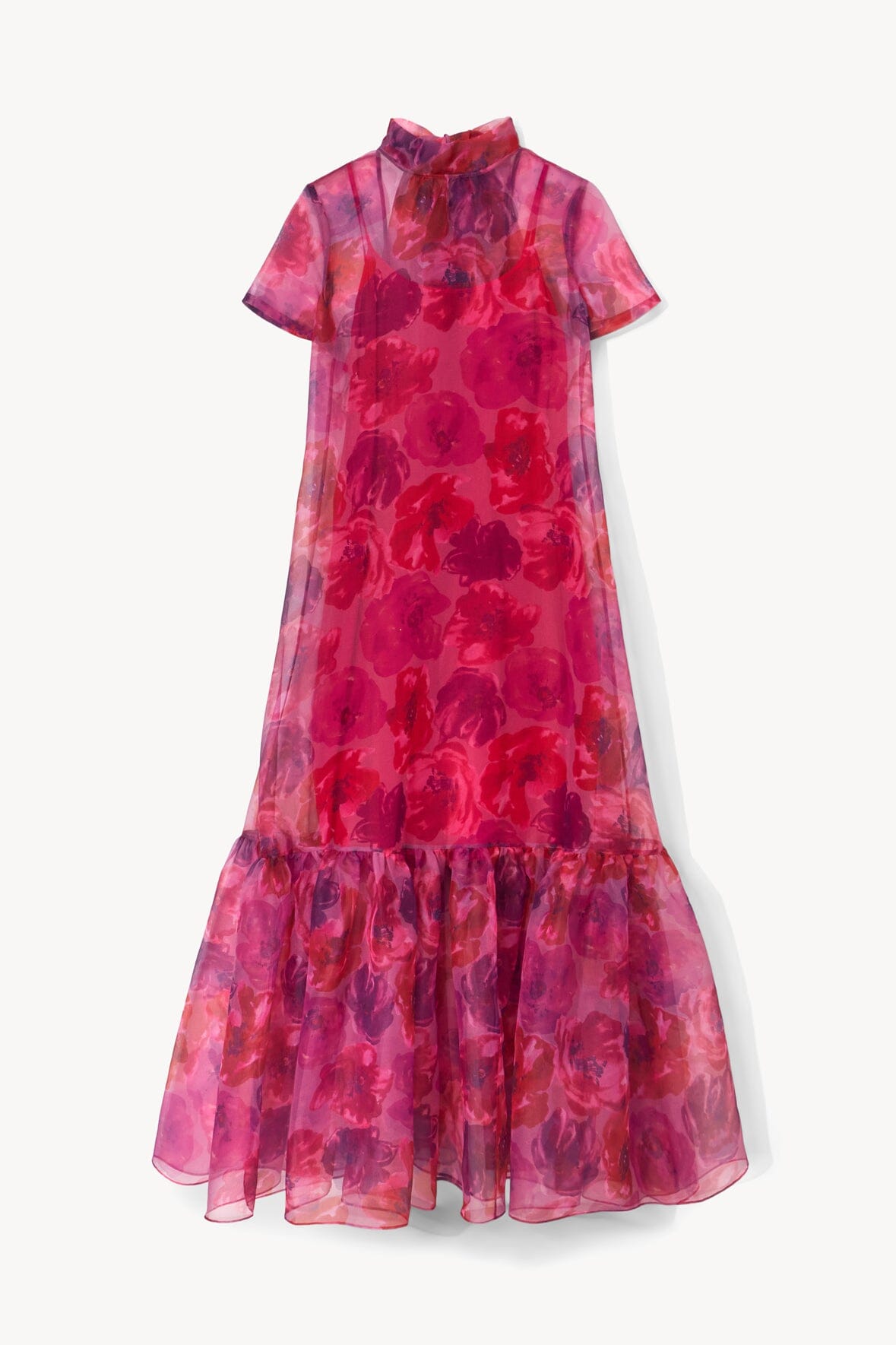 STAUD CALLUNA DRESS MAGENTA PAINTED FLORAL