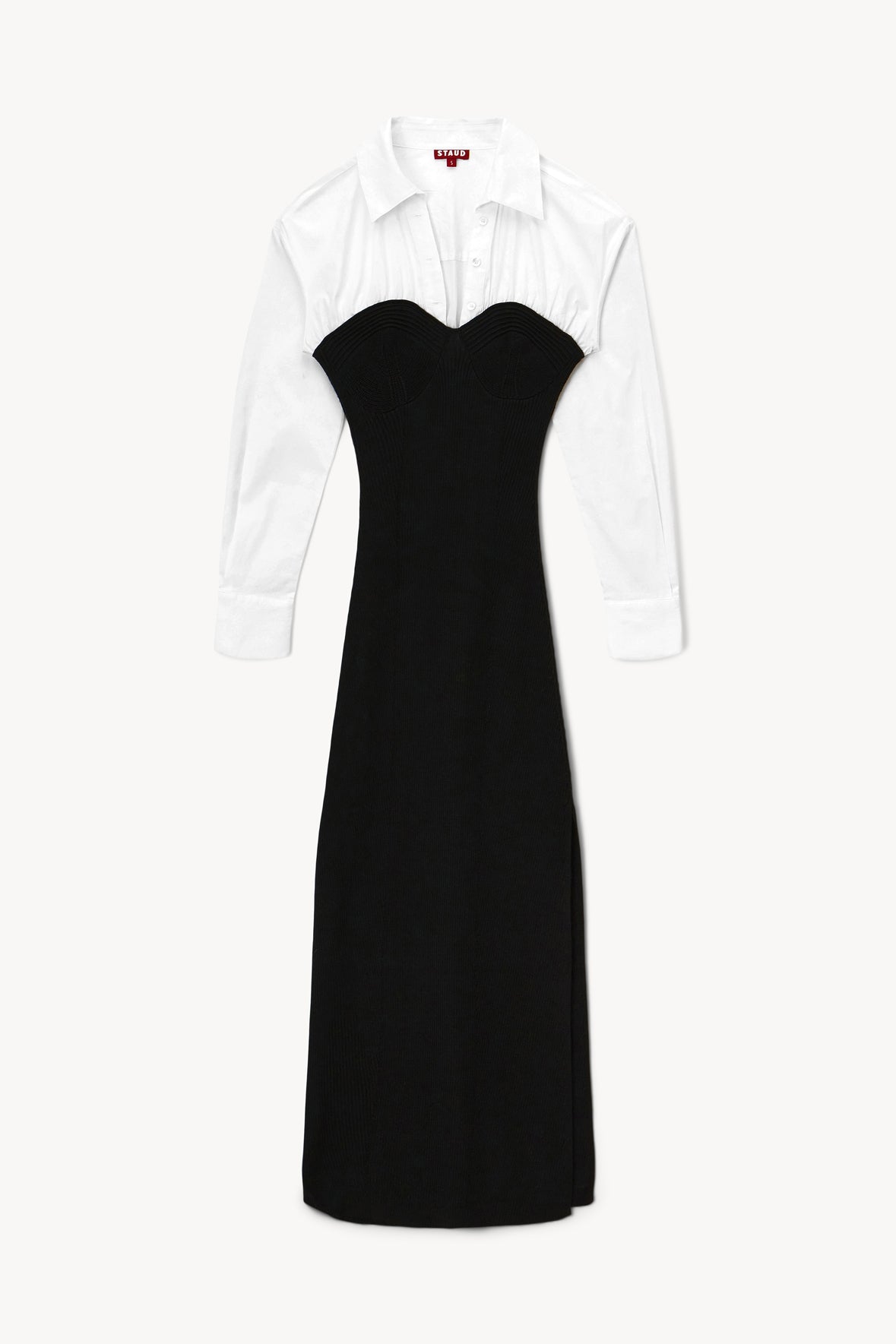 White dress clearance black collar
