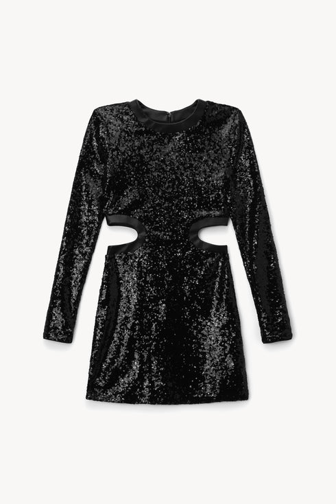 Go to LONG SLEEVE MINI DOLCE DRESS BLACK SEQUINS view 1