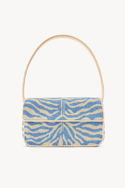 Staud Tommy Beaded Shoulder Bag Light Blue Cream