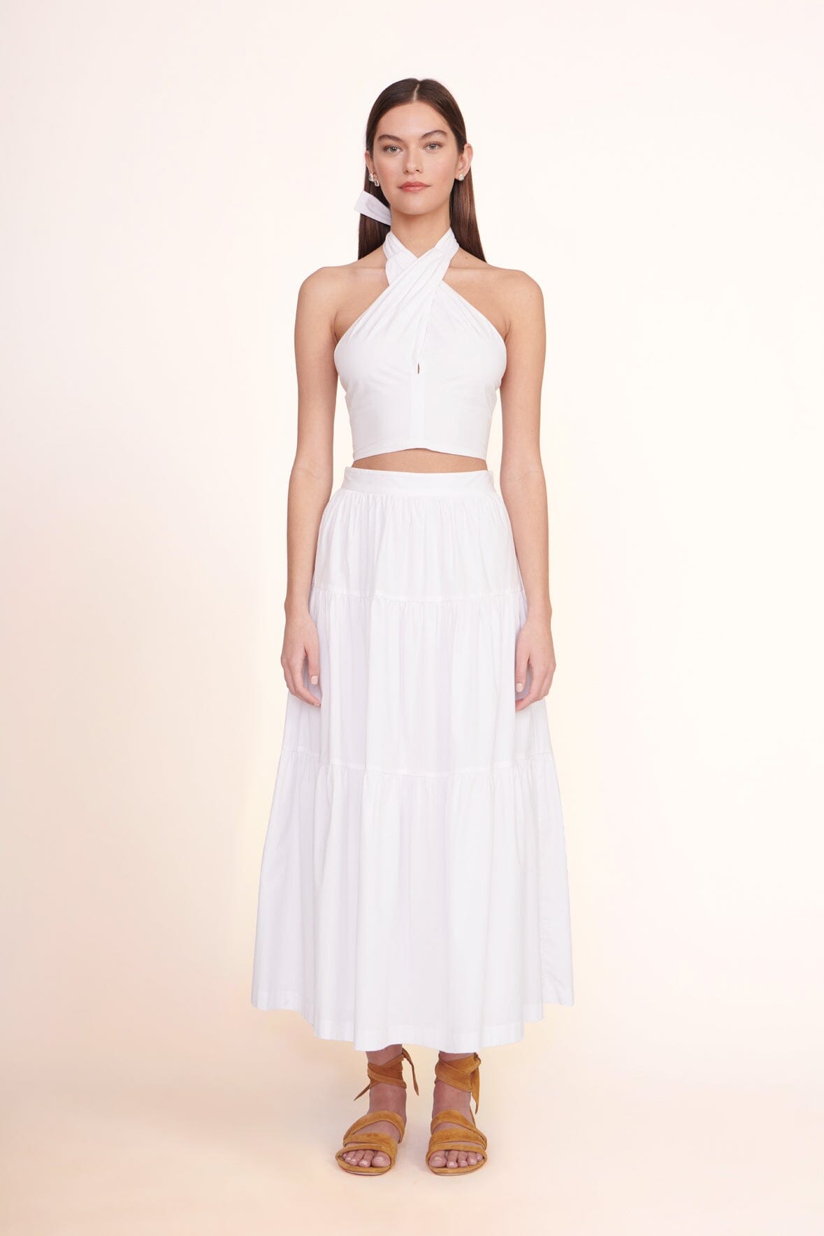 fitted lace wedding dress STAUD SMOCKED KAI TOP