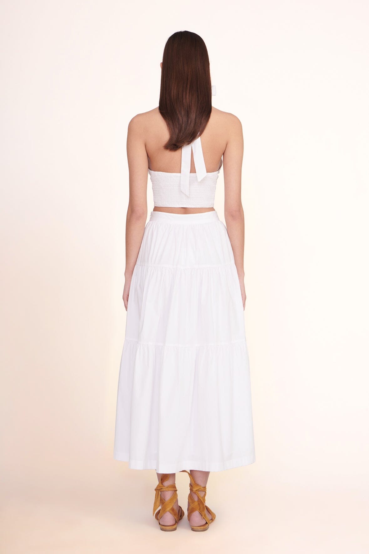 STAUD tiered midi skirt - White
