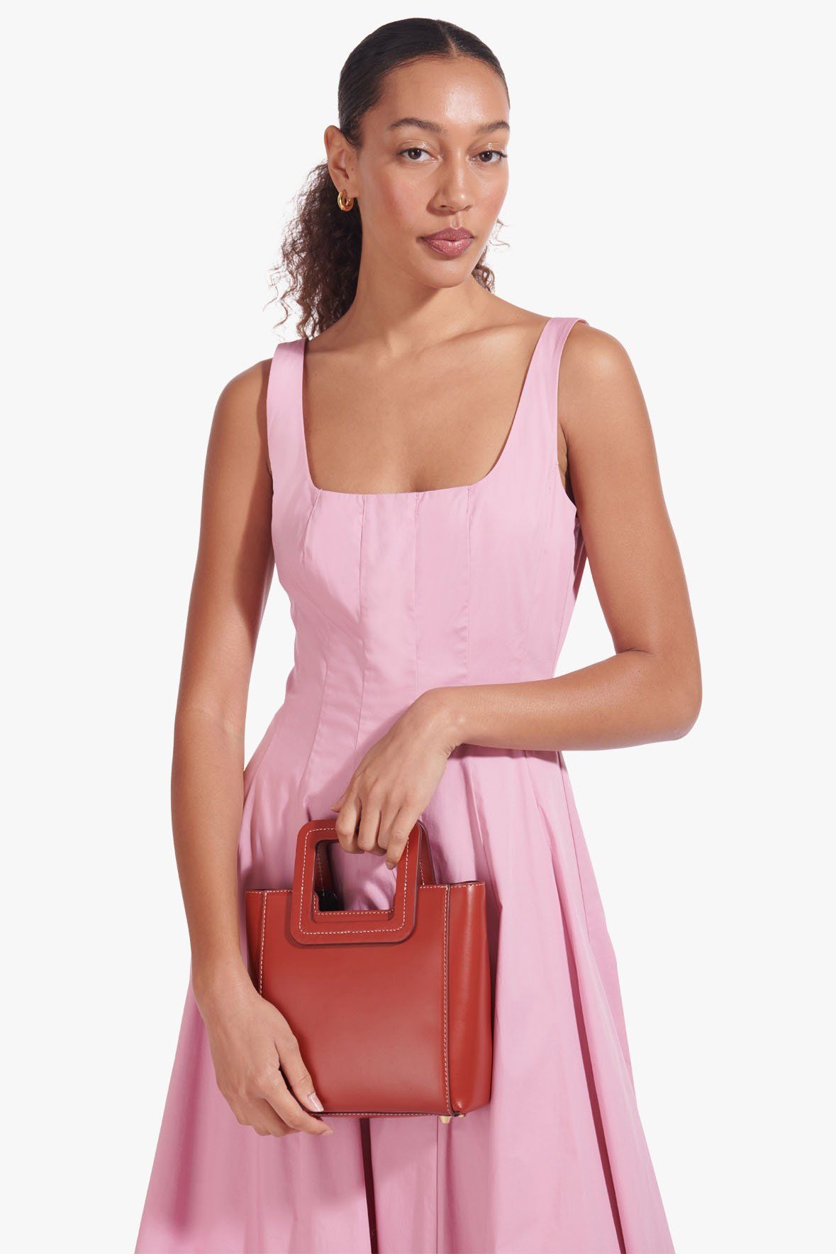 Shop Staud Mini Shirley Leather Top Handle Bag
