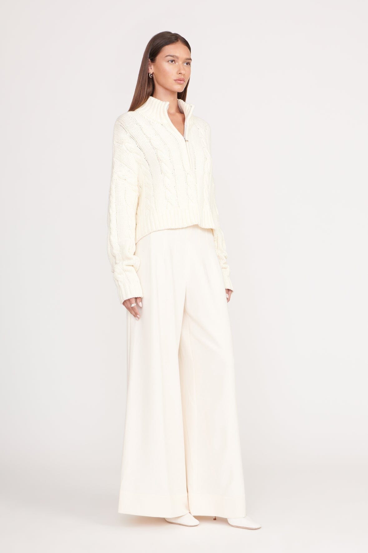 Image CROPPED HAMPTON SWEATER | IVORY 3 of 4 and Clicking this image will trigger a zoom pop-up