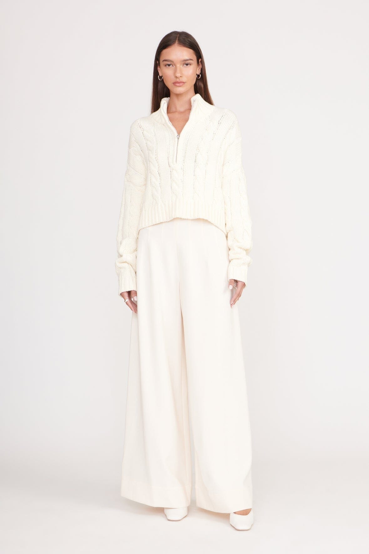 Image CROPPED HAMPTON SWEATER | IVORY 2 of 4 and Clicking this image will trigger a zoom pop-up